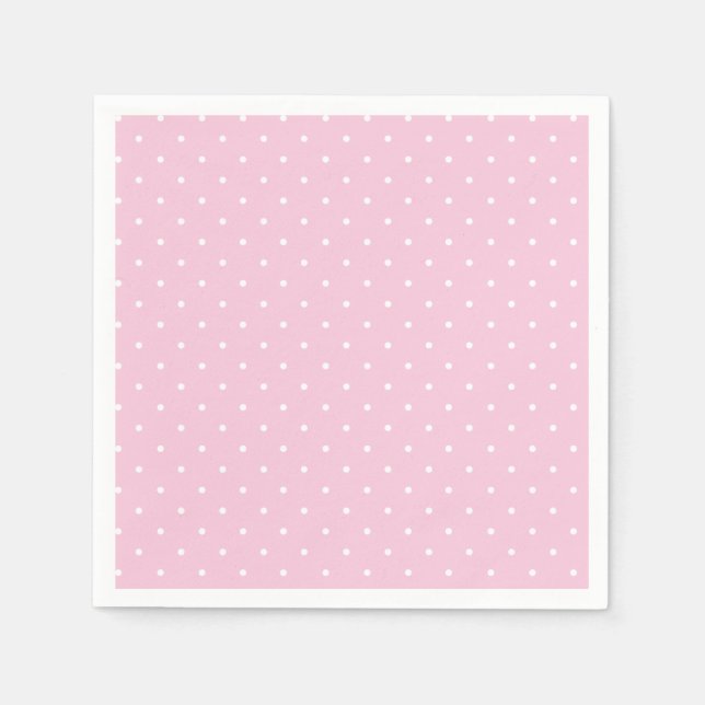 Micro Polka Dot White - Light Pink Napkin (Front)