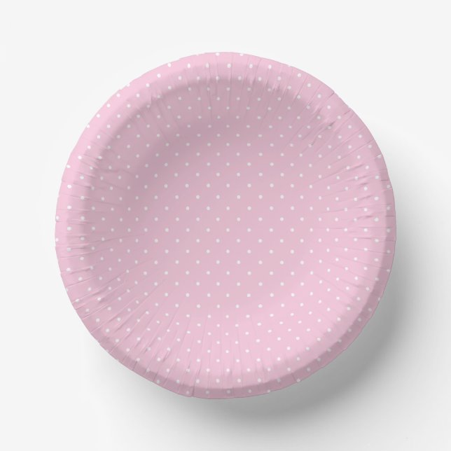 Micro Polka Dot White - Light Pink Paper Plate (Front)