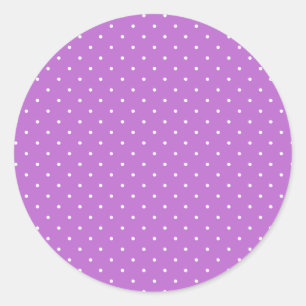Micro Polka Dot White - Orchid Purple Classic Round Sticker