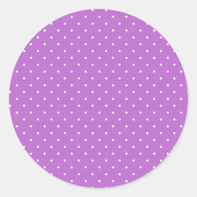Micro Polka Dot White - Orchid Purple Classic Round Sticker (Front)