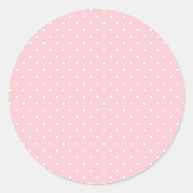 Micro Polka Dot White - Pink Classic Round Sticker (Front)