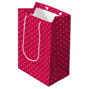 Micro Polka Dot White - Raspberry Red Medium Gift Bag