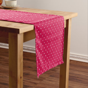Micro Polka Dot White - Raspberry Red Short Table Runner