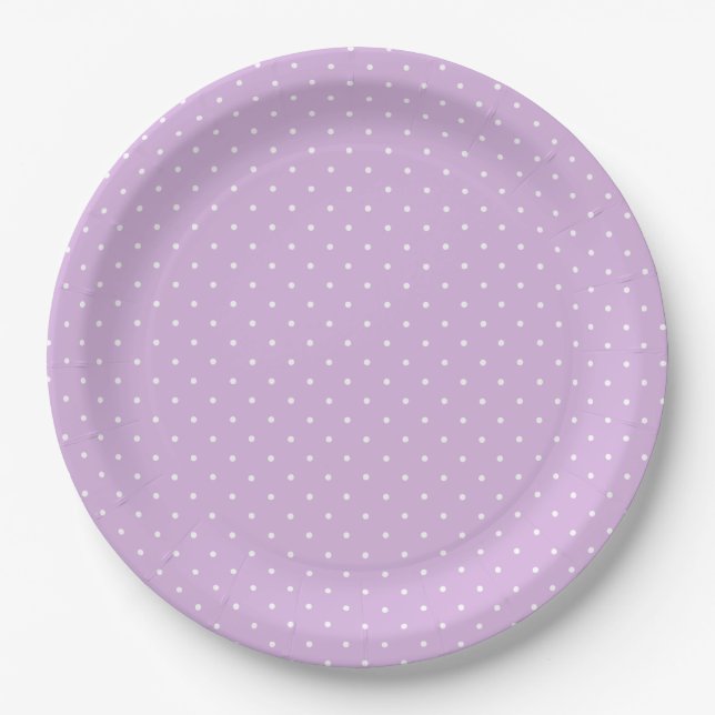 Micro Polka Dot White - Soft Lilac Paper Plate (Front)