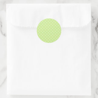 Micro Polka Dot White - Spring Green Classic Round Sticker