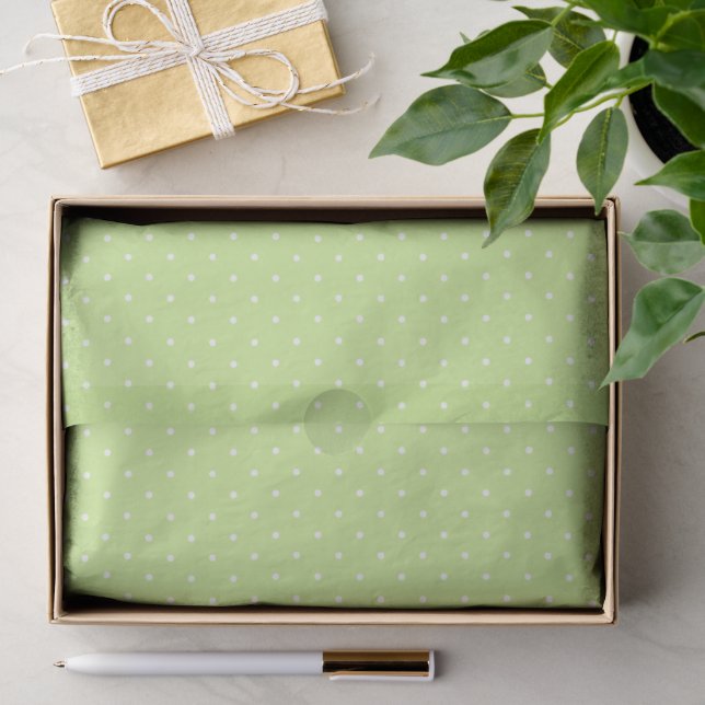 Micro Polka Dot White - Spring Green Tissue Paper (Gift)