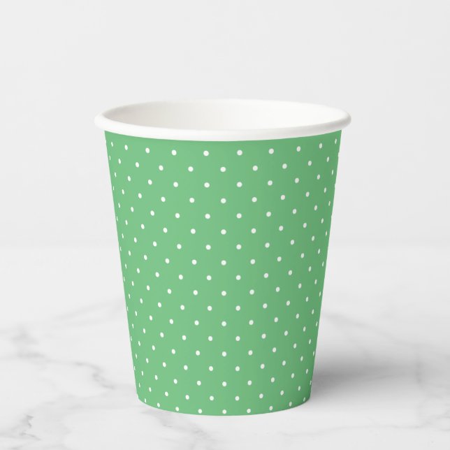 Micro Polka Dot White - Summer Green Paper Cups (Front)