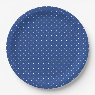 Micro Polka Dot White - True Blue Paper Plate