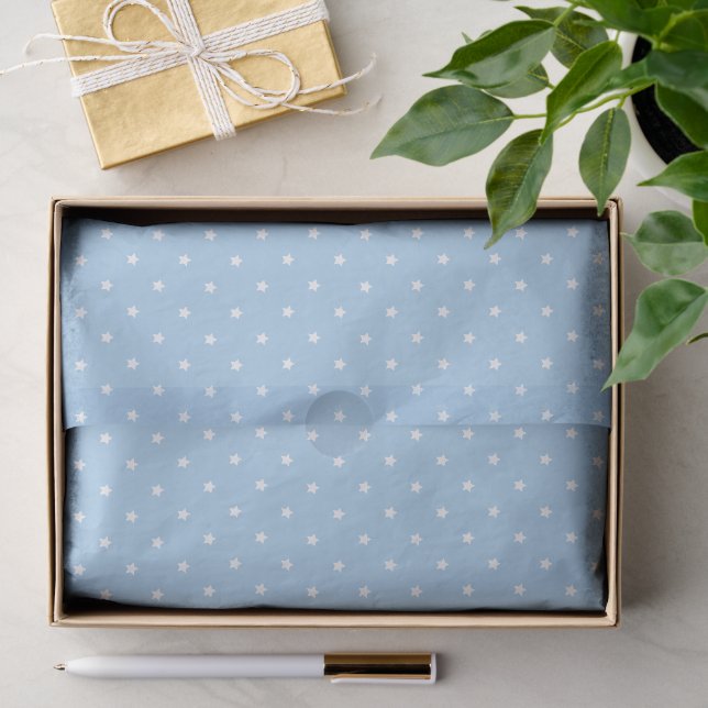 Micro Stars White - Baby Blue Tissue Paper (Gift)