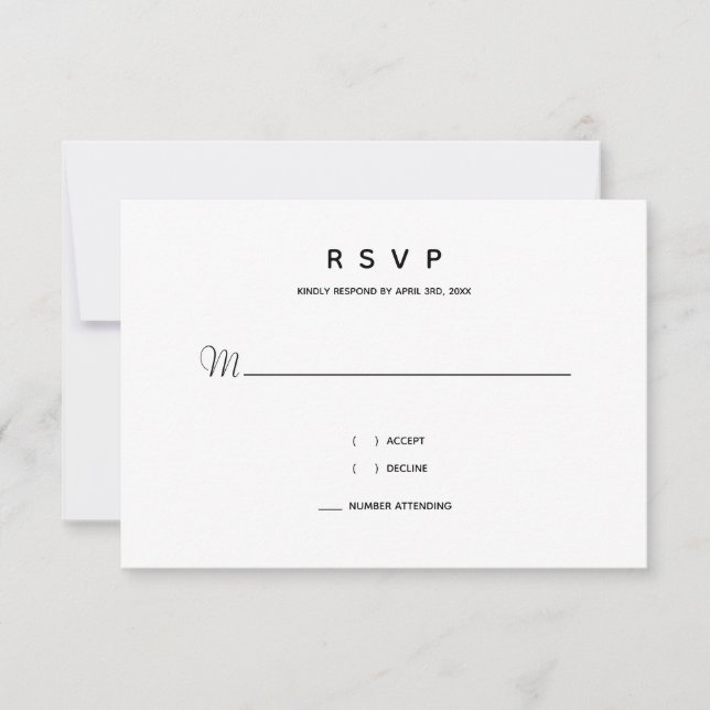 Micro Wedding Black White Typography Small Minimal RSVP Card (Front)