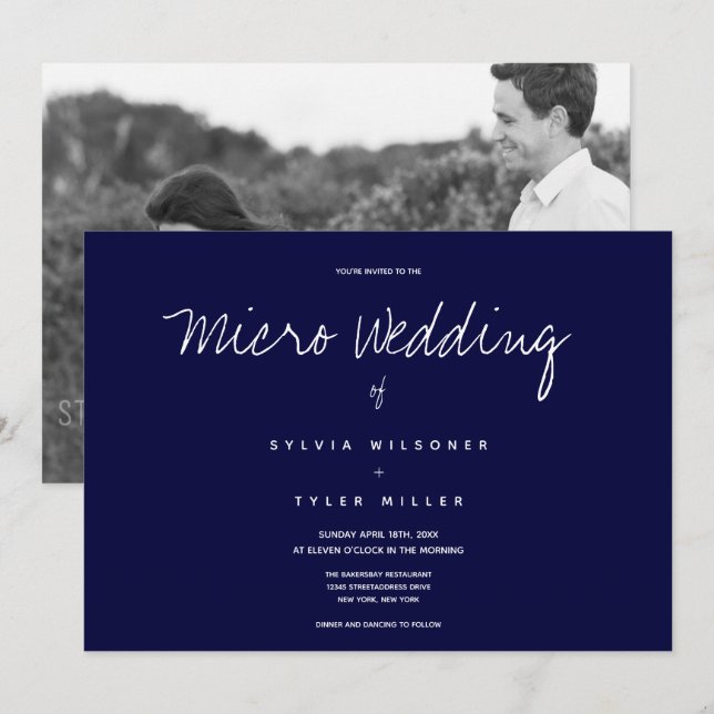 Micro Wedding Photo Dark Blue Horizontal Wedding (Front/Back)