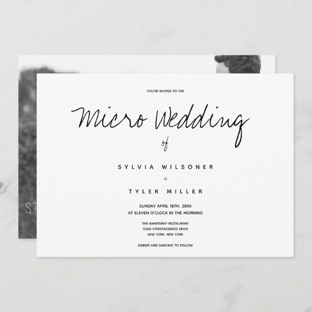 Micro Wedding Photo Horizontal Wedding  (Front/Back)