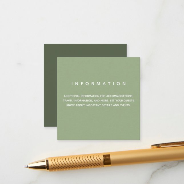 Micro Wedding Sage Information Enclosure Card (Front/Back In Situ)