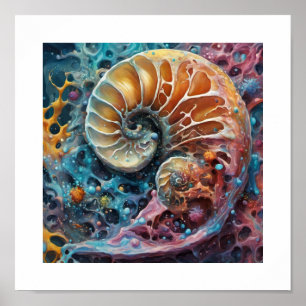 Microbial Nautilus Shell Poster