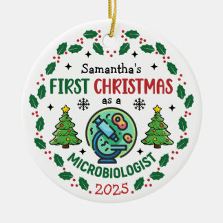 Microbiologist First Christmas Personalised Ceramic Tree Decoration