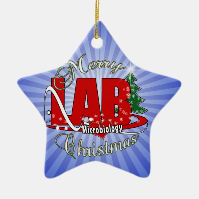 MICROBIOLOGY CHRISTMAS MEDICAL LABORATORY TECH CERAMIC TREE DECORATION (Front)