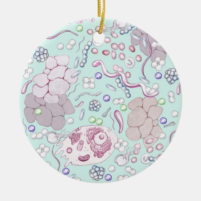 Microbiology in Blue Ceramic Tree Decoration (Front)