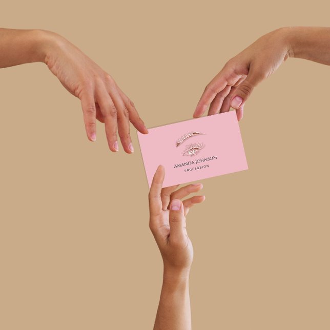 Microblade  Lashes Brows Makeup Logo Rose Pink Business Card (Microblade Lashes Brows Makeup Logo Rose Pink Business Card)