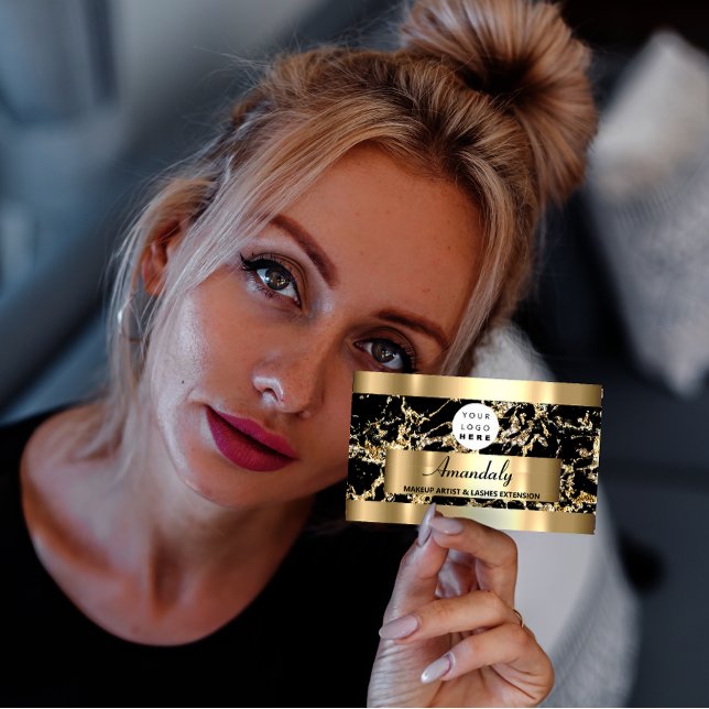Microblade Makeup Eyelash Extension Gold Black Business Card (Creator Uploaded)