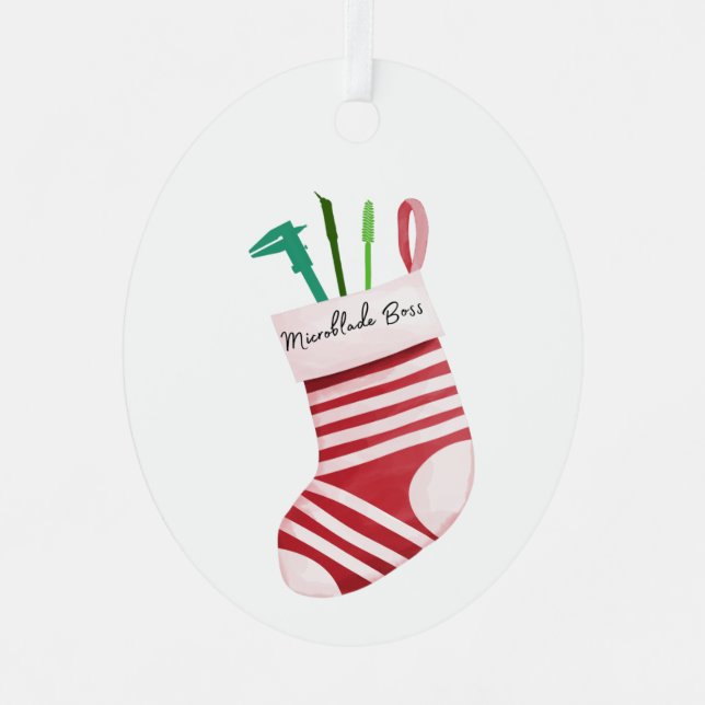 Microblader gift-stocking with impliments metal tree decoration (Front)