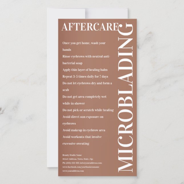 Microblading Aftercare Beige Makeup  Thank You Card (Front)