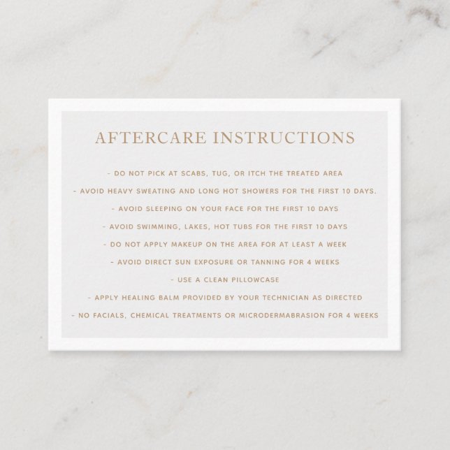 Microblading Aftercare Instructions Grey  Business Card (Front)
