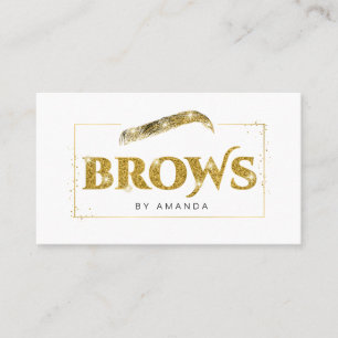 Microblading artist in gold glitter business card