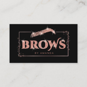 Microblading artist in rose gold glitter business card