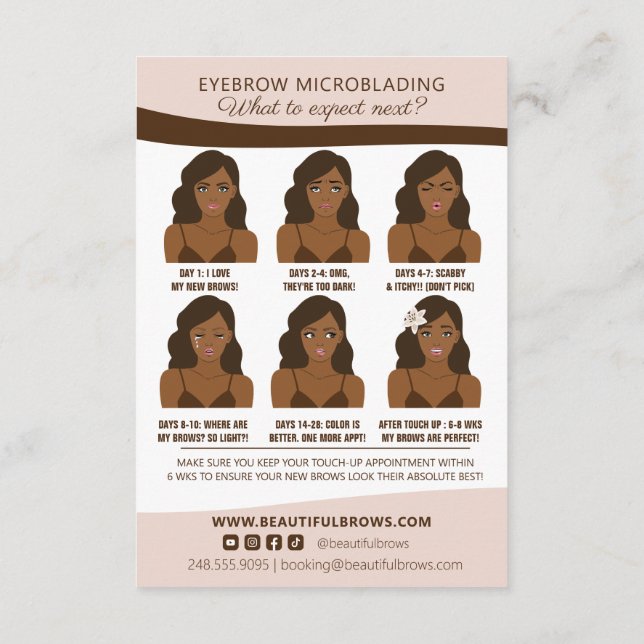 Microblading Brow Aftercare & Appointment Reminder Enclosure Card (Back)