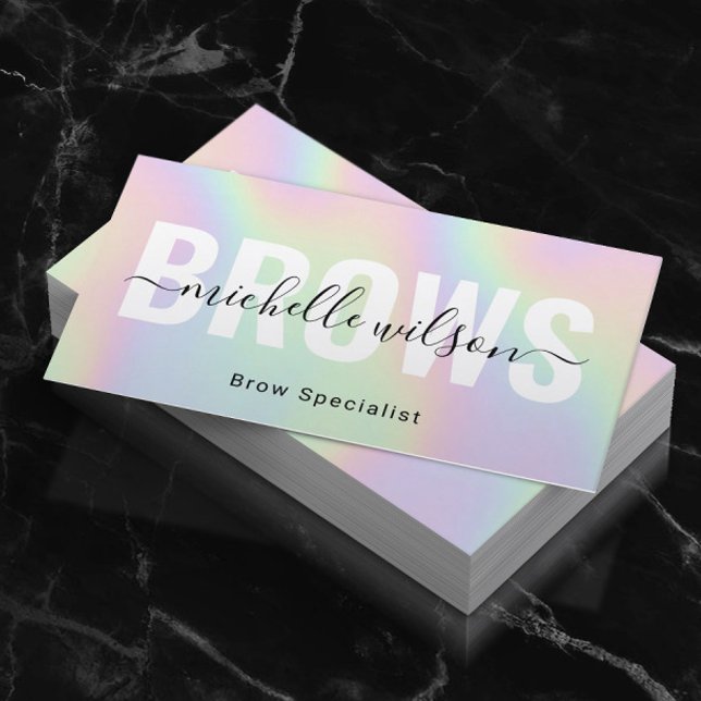 Microblading Brows Technician Modern Holographic Business Card (Creator Uploaded)