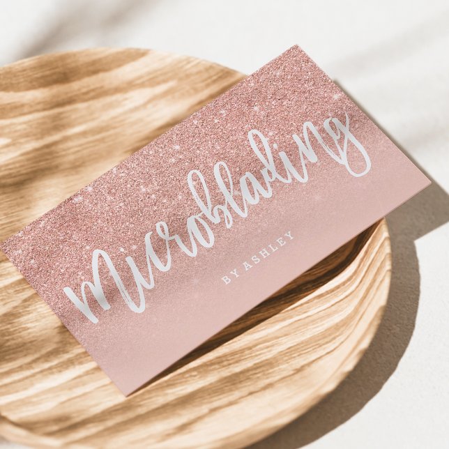 Microblading elegant typography blush rose gold business card (Creator Uploaded)