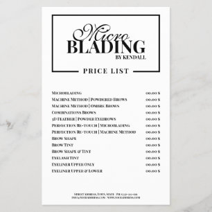 Microblading Eyebrow Bordered Price List Flyer