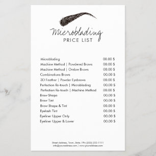 Microblading Eyebrow Shape Tattoo Price List Flyer