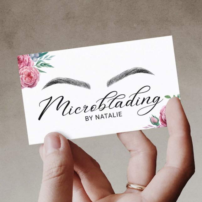 Microblading Eyebrows Beauty Salon Floral Business Card (Creator Uploaded)