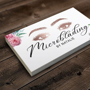Microblading Eyebrows Beauty Salon Vintage Floral Business Card