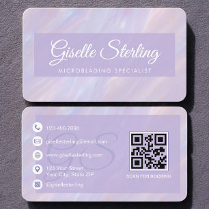 Microblading Iridescent Opal QR Code Business Card
