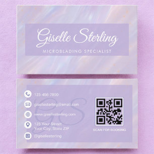 Microblading Iridescent Pastel Opal Holographic Business Card