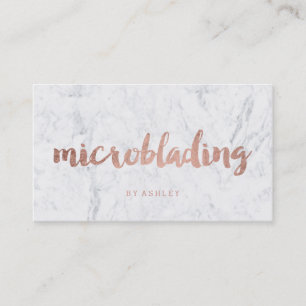 Microblading modern rose gold typography marble business card