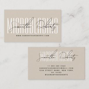 Microblading modern typography script beige business card