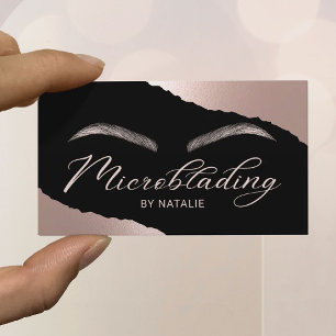 Microblading Rose Gold Typography Brows Salon Business Card