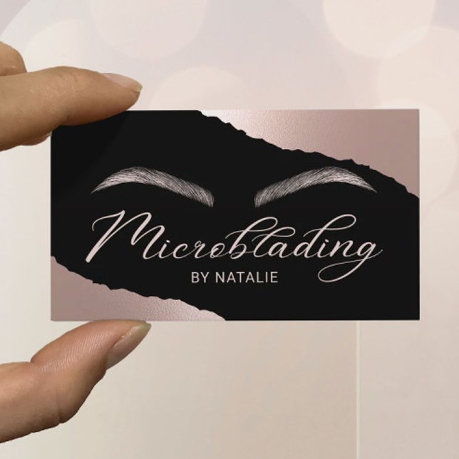 Microblading Rose Gold Typography Brows Salon Business Card (Creator Uploaded)