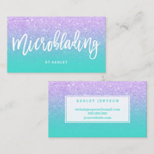 Microblading typography faux lavender glitter business card