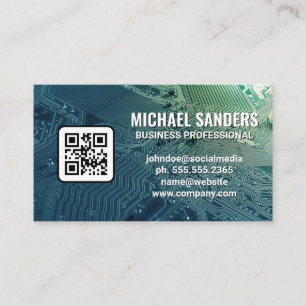 Microchip Circuit Board   QR Code Business Card