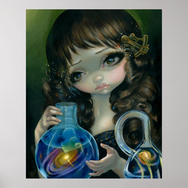 Microcosm:  Galaxy ART PRINT big eye lowbrow art (Front)