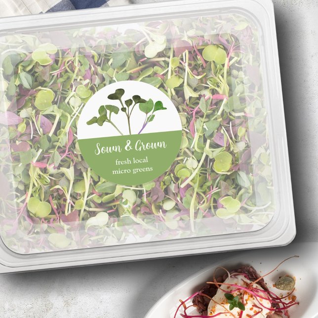 Microgreen Grower Food Label, Customisable Classic Round Sticker (Creator Uploaded)