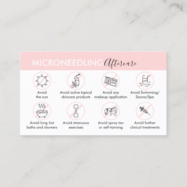 Microneedling Aftercare Post Instruction Business Card (Back)