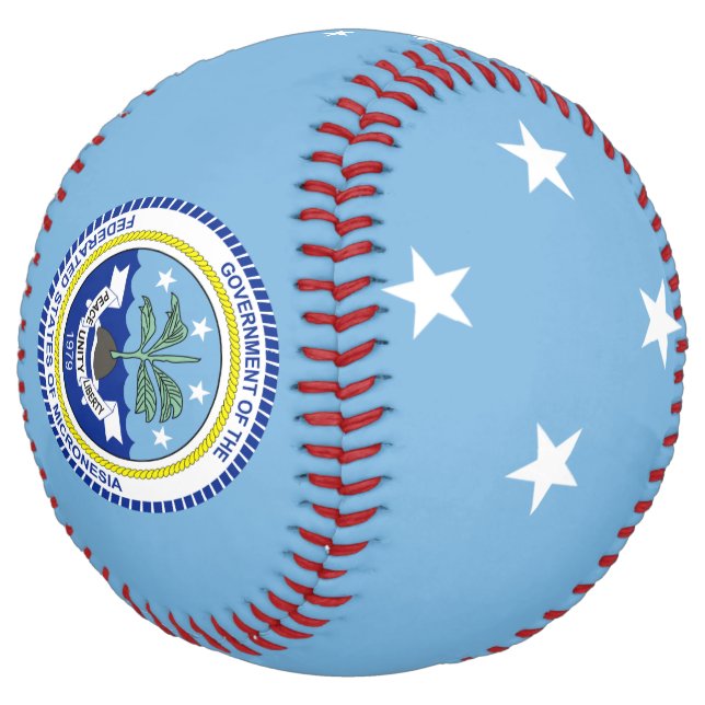 Micronesia Flag and Coat of Arms Patriotic Softball (Angled)