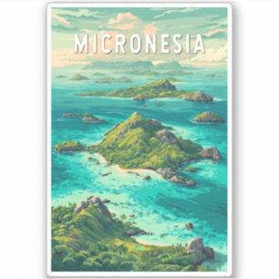 Micronesia Illustration Travel Art Vintage