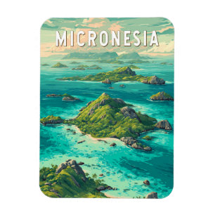 Micronesia Illustration Travel Art Vintage Magnet