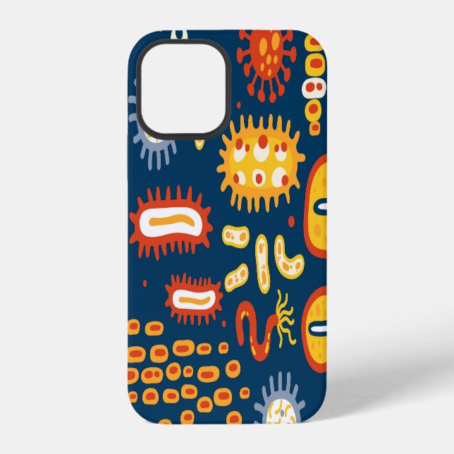 Microorganisms Dark Blue: Biology Pattern iPhone Case (Back)
